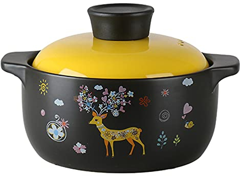 MYYINGBIN Casserole De Marmite en Céramique avec Couvercle, Casserole à Soupe De Soupière à Double Poignée, Marmite Ronde en Terre Cuite, Casserole à Ragoût, 3.6L
