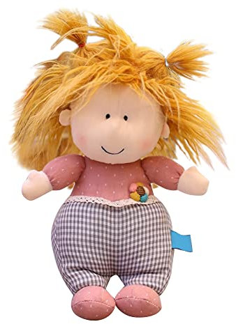 ISAKEN 40cm Niedliche Weiche Stoffpuppe Kuschelpuppe Babypuppe Weiche Puppe mit Kleidung und Haaren, Kinder Gefüllte Puppen Textilpuppen Plüsch Stofftier Spielzeug Geschenk für Mädchen Baby