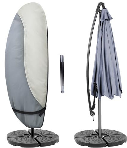 STEECA Patio Waterproof Umbrella Cover, Outdoor Offset Parasol Cover for 7.5-11.5 Feet Cantilever Banana Frame Umbrella