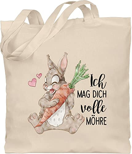 Shirtracer - Baumwolltasche - Sprüche Statement Spruch - Ich mag dich volle Möhre mit Hase schwarz