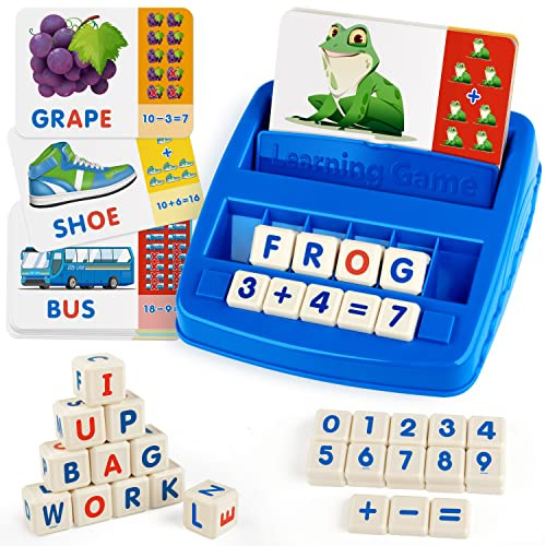 Coogam Passendes Buchstabenspiel, Alphabet-Buchstabier-Lese-Flash-Karten, Mathe-Zahlen-Wörter-Puzzle Montessori Frühes Lernen, pädagogisches Geschenk-Spielzeug für 3-4-5-jährige Kinder