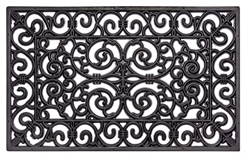 Hanse Home Gummi Fußmatte für Innen und Außen 45x75cm – Gummimatte Fussmatte Outdoor Schmutzfangmatte Ornamente Gusseisen Optik Wetterfest, rutschfest für Eingangsbereich & Außenbereich – Schwarz