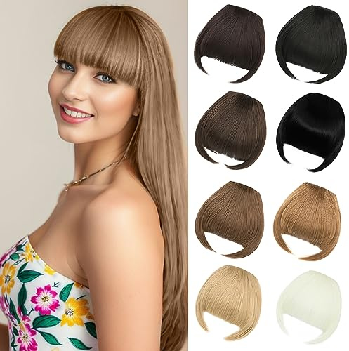 Luxiremi Clip in Pony Sepia Braun Face Pony Clip in Fringe Bangs Extension Dick Fake Haarteile für Damen Frauen