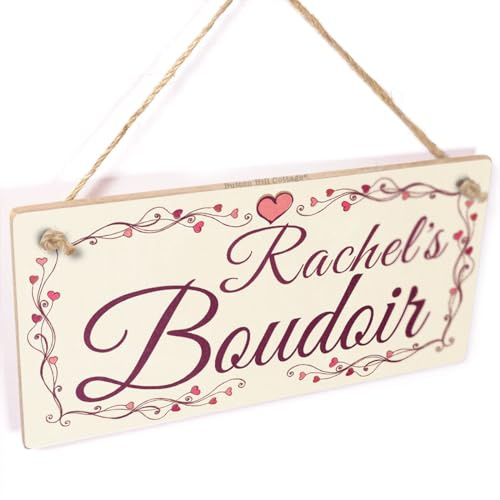 Personalised Boudoir Sign, Heart Scroll Decor | Personalised boudoir marker with romantic scroll styling