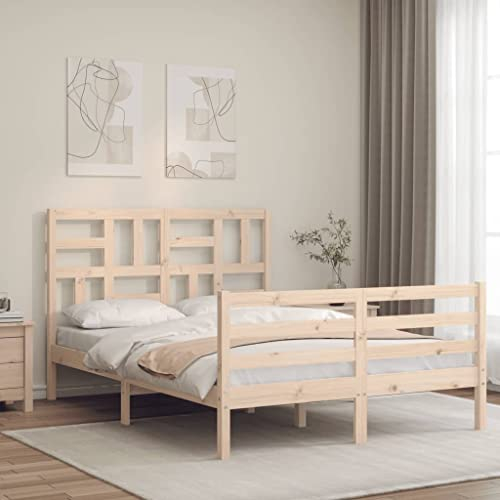 BUKSCYJS Palettenbett,Modernes GäStebett Massivholzbett Mit Kopfteil 4ft Small Doublegeeignet FüR Wohnzimmer, Schlafzimmer, Lounge, Balkon, Sofa, Wohnung, GäStezimmer