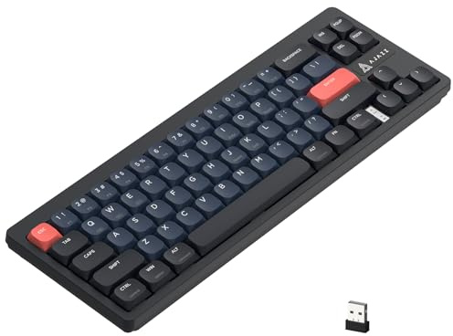 AJAZZ AKL680 68% Low-Profile Kabellose Mechanische Tastatur BT 5.0/2,4G | 2-Modi BT 5.0/2,4G, komplettes Anti-Ghosting, 3,1 mm Hub, QWERTY, Kompaktlayout, 450 g mobil, PC/Mac, Roter Switch, Schwarz