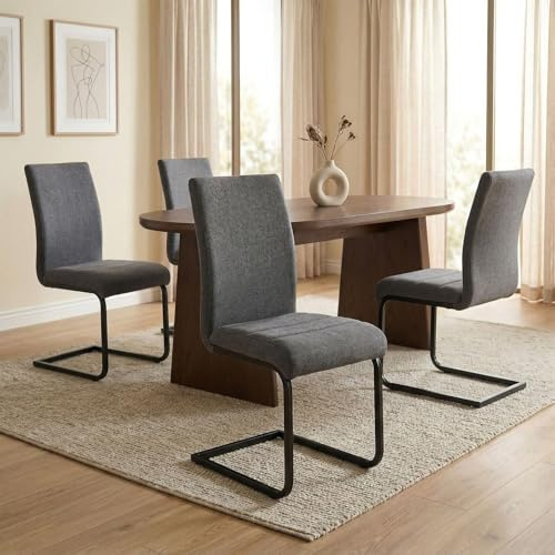 IDIMEX Schwingstuhl Leticia, 4er Set, anthrazit/schwarz, Bequeme Polsterung, Robustes Metallgestell. Ideal für Esszimmer & Küche. Modernes Design, langlebig, Pflegeleicht, vielseitig einsetzbar.