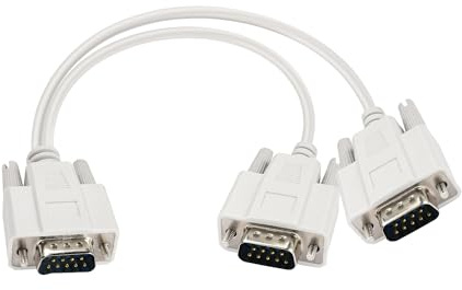 PNGKNYOCN DB9 Y Splitter Kabel DB9 9 Pin 1 Stecker auf 2 Stecker Rs232 Serieller Splitter Adapter Straight-Through Kabel für den Anschluss verschiedener serieller Schnittstellengeräte 30cm