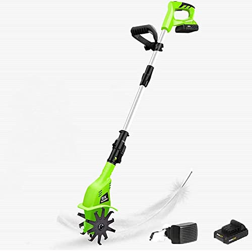 Motozappa da giardino, motozappa elettrica senza fili, motozappa elettrica portatile con batteria da 20 V 4000 mAh, impugnatura regolabile da 97-127 cm, profondità di lavorazione 2