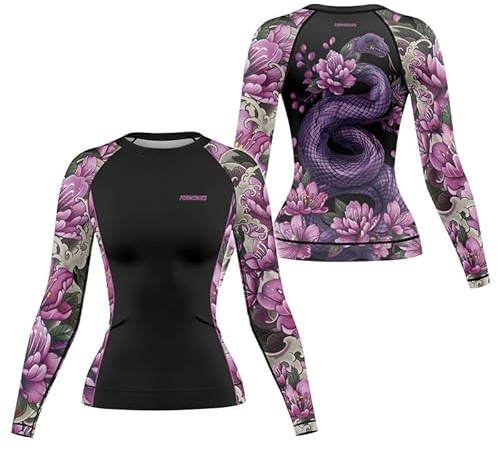 FORMONIES POD Samurai BJJ Rash Guard Shirt for Women MMA Training Jiu Jitsu Fight Gear Long Sleeve Top (US, Alpha, X-Large, Regular, Regular, V3)
