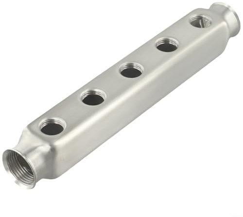 Tubo collettore di distribuzione, tubo collettore di distribuzione in acciaio inox, divisore per acqua deumidificante, accessorio per riscaldamento a pavimento (5 vie)