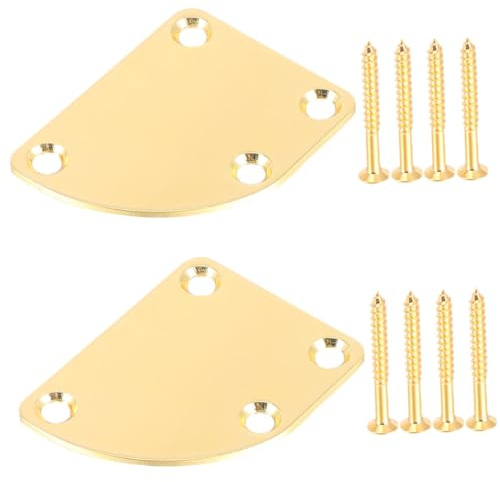 Hoement Gitarrenhals Verbindungsplatten und 2 Stück Metall mit Schrauben Langlebiger Ersatz Einfache Montage in Goldfarbe für E-gitarre und Bass