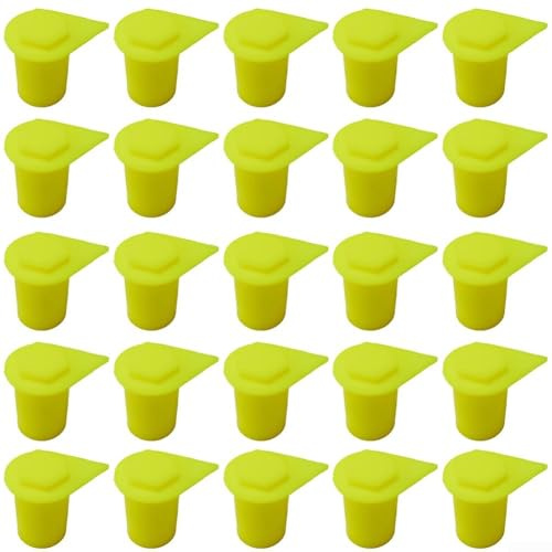 25 Stück Radmutter-Indikatoren, auffällige gelbe Staubkappe, lange Radmutter-Indikatoren, lose Mutternanzeige für LKW, Wohnwagen, Anhänger, 25 x 21 mm