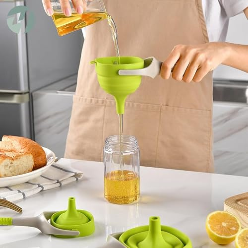 VirtuGro Entonnoir Cuisine en Silicone de Qualité Alimentaire Entonnoir Alimentaire de Cuisine Extensible avec Poignée peut être Suspendu pour le Rangement pour la Distribution de Confiture (10.5cm)