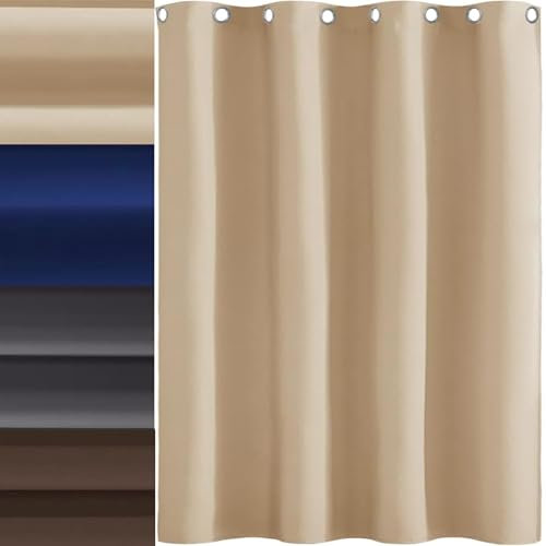 AMZYU Lärmschutzvorhang 1 Stück, 120 x 220 cm Schöner Weicher, Kälteschutz Warm Vorhänge Blickdicht mit Ösen, Raumteiler Waschbar, in Vielen Farben Und Größen, Creme Farben