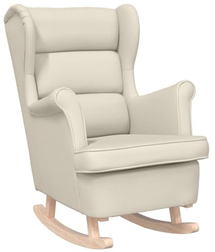 vidaXL Schaukelsessel Weiß 74x90x102 cm Leinen, Relaxsessel, Lounge Sessel, Wohnzimmersessel, Relaxstuhl, Loungesessel, Leinensessel, Polstersessel