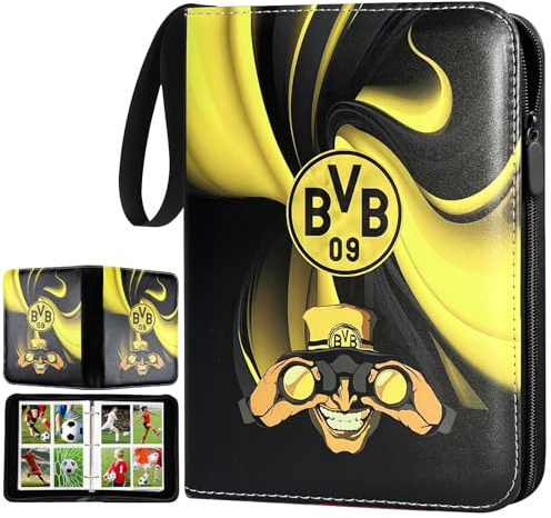 Fussball Karten Sammelalbum mit Reißverschluss und 50 Herausnehmbaren Hüllen, 4 Taschen Fussball Sammelkarten Album für 400 Karten