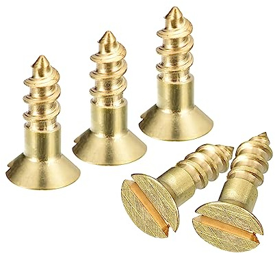 QUARKZMAN 45 Stück Holzschrauben M3x10 mm Flachkopf Messing Selbstschneidende Schrauben mit Senkkopf Senkkopfschrauben für Bürogeräte Holzmöbel Holzarbeit DIY