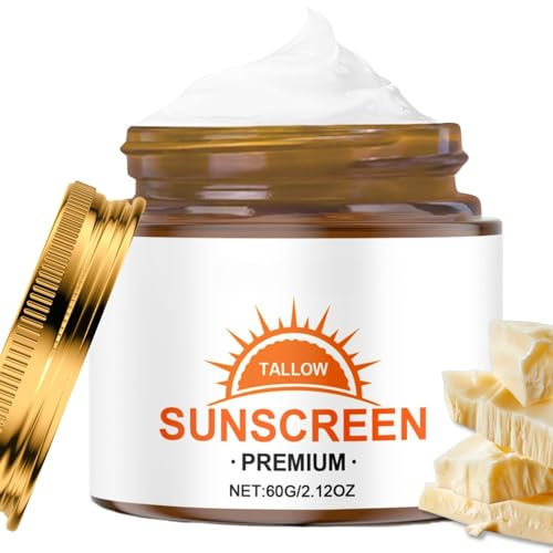 Beef Tallow Sunscreen SPF 30,100% Organic Grass-Fed Beef Tallow Sun Cream for Face & Body,Non Nano Zinc Oxide Sunscreen,SPF 30 Face Moisturiser,Natural Sunscreen Chemical Free with Hyaluronic&Centella