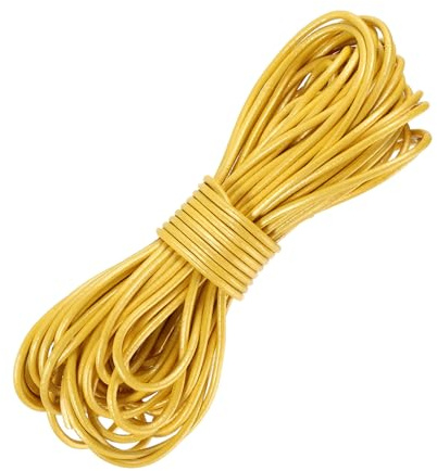 sourcing map Cordoncino rotondo in pelle, 10 metri, 2 mm, per lavori fai da te, braccialetti e borse, colore: oro