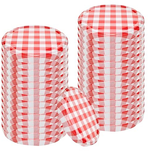 Devitre 30 Twist-Off Deckel 66 mm TO66 Ersatzdeckel rot-weiß Ø 69 mm für Gläser mit TO66 Mündung (56-57 mm)
