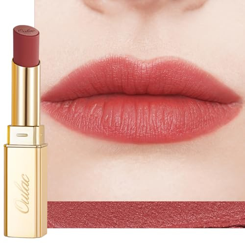 Oulac Rossetto Opaco Donna-Rossetti Matte Lunga Durata Opaco Alta Pigmentazione, Finitura Mat Morbida,Texture Leggera&Confortevole Rossetto Waterproof&No Transfer Matte Lipstick Make-up Vegano RM01