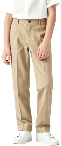 LOLANTA Pantaloni Scolastici Bambini, Pantaloni Eleganti per Ragazzi, Sigaretta Formali Lunghi Uniforme per Scuola e Feste, vestibilità Robusta con Vita Regolabile 3-13 Anni