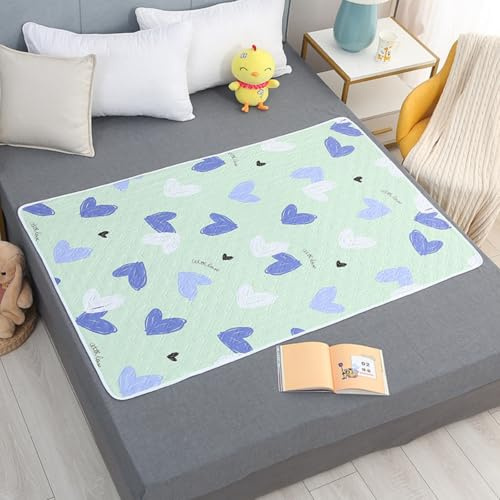 Morbuy Inkontinenzunterlage Waschbar, Inkontinenzunterlagen Bett Groß Inkontinenz Bettunterlage wasserdichte Anti Rutsch Weich Atmungsaktive für Kinder und Senioren (150*200cm,SC Blaues Herz)