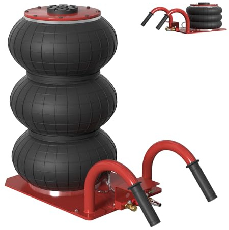 Aufun Cric pneumatico con manico Air Jack 3T, rosso, 6600lb, altezza di sollevamento, 150 – 400 mm, sollevatore pneumatico, cric per SUV, camion