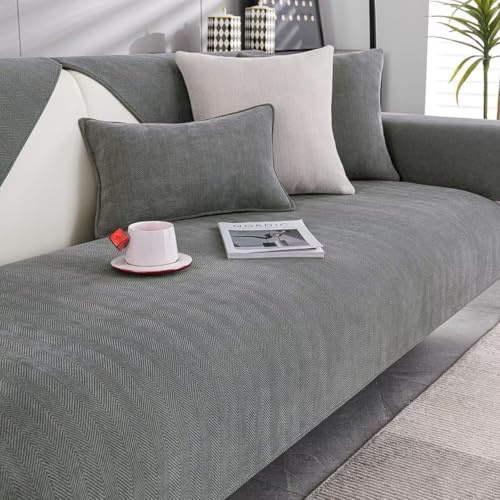 kuchenuten Sofaschoner rutschfest - Sofa Überzug L Form 1/2/3/4 Sitzer, Sofaschoner Couch Überzug, Sofa Überwurf, Grau,70x150cm