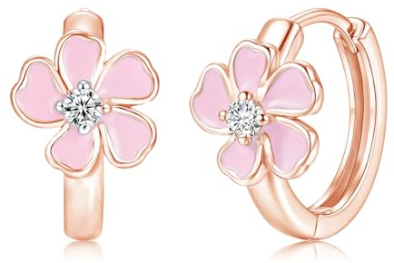 Zecimi Creolen Silber 925, Sterling Silber Schleife Kirschblüten Creolen | 16mm Klein Hypoallergen Damenohrringe mit Zirkonia, Ohrringe für Damen, Schlafen Kreolen Ohrringe für Kinder Mädchen Frau
