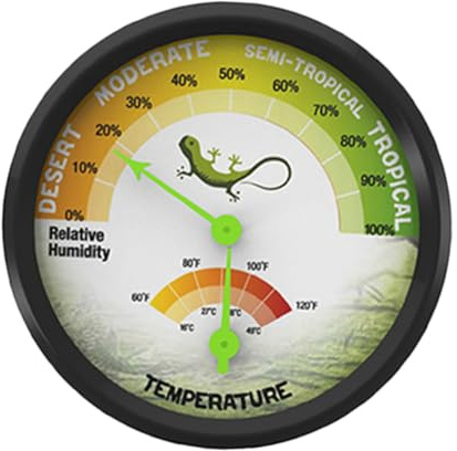 SEWACC High-precision Reptile Thermometer Hygrometer with Clear Dial for Home and Vivarium Use Mechanical No Battery Needed Wear-resistant Temperature Humidity Gauge