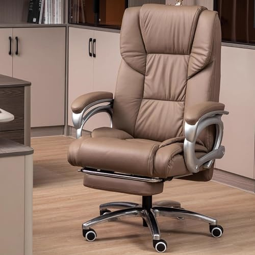 Armstolskontorsledare svängbar stol arbetsstol vadderad lutning, dator PC Swivel Desk stol, PU -läder, med fotstöd, LWX