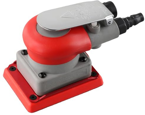 Lijadora de aire cuadrada de 75 x 100 mm, lijadora neumática orbital para pulido de coche, molienda de madera y metal con entrada de aire de 1/4 de pulgada, 10000 rpm, color rojo