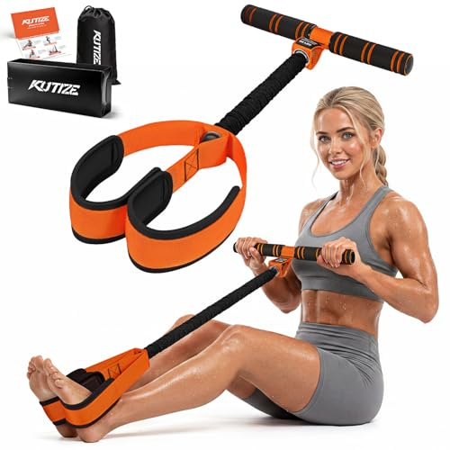 KUTIZE Multifunction Pedal Resistance Bands with Handle, Upgraded Exercise Equipment with Soft Foot Pedal for Sit Up & Full-Body Home Gym Workouts, Core/ABS Training, Pilates, Yoga & Physical Therapy