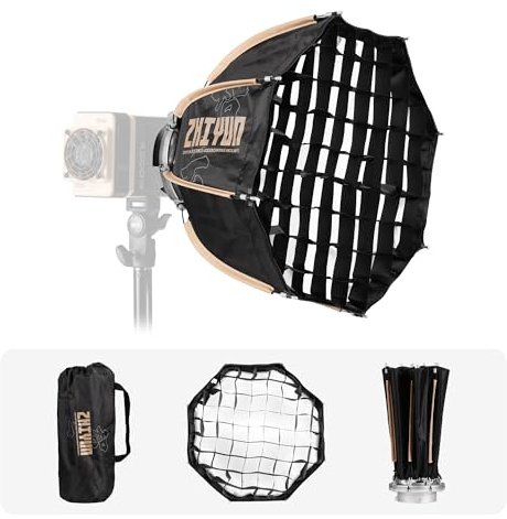 ZHIYUN 40D Bowens Mount, Softbox octogonal para ZHIYUN Molus X200 Serie, Serie G y Serie B con cierre rápido y rejilla de panal para estudio fotográfico, grabación de vídeo y fotografía de retratos