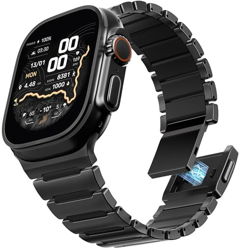 Bouixel Grad 5 Titan Armband für Apple Watch Ultra 3/2/1 Band 49mm Serie 11 10 46mm 45mm 44mm 42mm SE 3 9 8 7 6 5 Damen Herren, Luxus-Hybridarmband Metall & Silikon mit Magnetverschluss