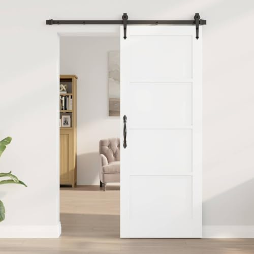 Tonture Puerta interior blanca 78 x 202 cm madera contrachapada puerta corredera rústica madera de pino ahorra espacio montaje DIY versátil para vivienda atmósfera
