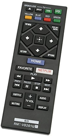 Telecomando sostitutivo VINABTY RMT-VB201U Compatibile con SONY Blu-ray BDP-S1700 BDP-S6700 BDP-S3700 Lettore DVD BDP-BX370 Sostituire per RMT-B126A (senza pulsante BLUETOOTH).