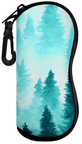 MoKo Étui Souple pour Lunettes de Soleil,Étui Ultra Léger de Rangement en Néoprène avec Fermeture à Glissière et Clip de Ceinture pour Lunettes,Cadres,Crayon,Cartes - Forêt d'Encre