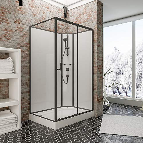 Schulte cabine intégrale 120 x 90 x 204 noir coulissante droite verre 5 mm