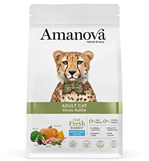Amanova Cibo Secco Super Premium per Gatti Adulti Gusto Coniglio - 100% Naturale, ipoallergenico e monoproteico - Grain Free - Cruelty Free - Formato da 1,5 kg