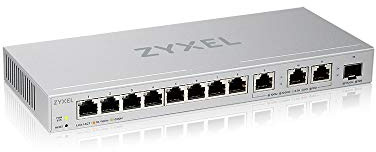 Zyxel 12-Port Multi-Gigabit Ethernet Web Managed Switch | 3 x 10G | 1 x 10G SFP+ Faser | 8 x GbE Ports | Plug & Play | Desktop- oder Wandmontage | Ethernet-Splitter XGS1250-12