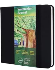 tumuarta Square Watercolor Journal,140 LB,300 GSM,5.5X5.5, Cotton Paper,Cold Press,24 Sheets, Watercolor Paper Sketchbooks for Use As Travel Notebook and Mixed Media Pad