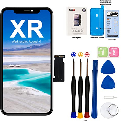 EFAITHFIX Pantalla LCD de repuesto para iPhone XR de 6.1 pulgadas y digitalizador de pantalla táctil 3D con kit de herramientas de reparación para A1984/A2105/A2106/A2108 con adhesivo impermeable