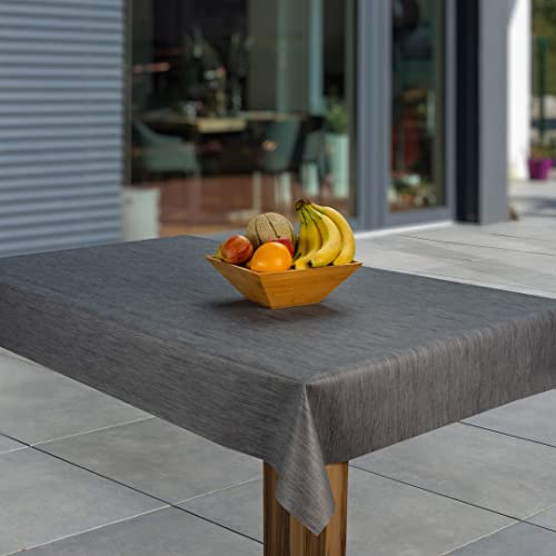 laro Wachstuch-Tischdecke Abwaschbar Garten-Tischdecke Wachstischdecke PVC Plastik-Tischdecken Eckig Meterware Wasserabweisend Abwischbar GAE, Muster:Leinenoptik d. grau, Größe:85x85