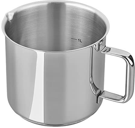 Tala Leistungsstarker Edelstahl-Milchtopf-Messbecher mit praktischen internen Liter-Markierungen, hergestellt in Portugal, geeignet für alle Herdarten einschließlich Induktion (10A14369), poliertes