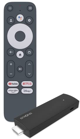 STRONG - Streaming Box Android TV 4K UHD - SRT41 - Google TV HDMI Key - Chromecast Built-in - Compatible con la Asistencia Vocal Google - Dolby Atmos - Fácil de Instalar - Formato Stick - Negro