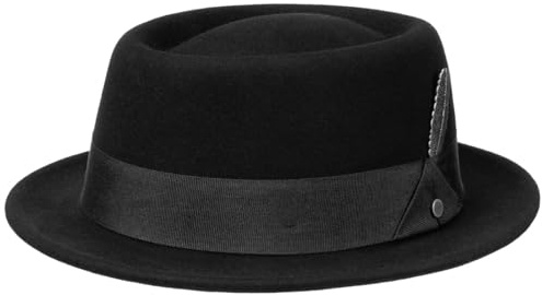 Stetson Vancosta Pork Pie Hut unifarben Asahi-Guard Damen Herren Sommer Winter schwarz XL (60-61 cm)