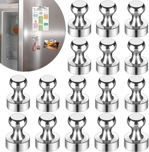 LOVIMAG Fridge Magnets 16 Pack Magnet Refrigerator Locker Whiteboard Silver